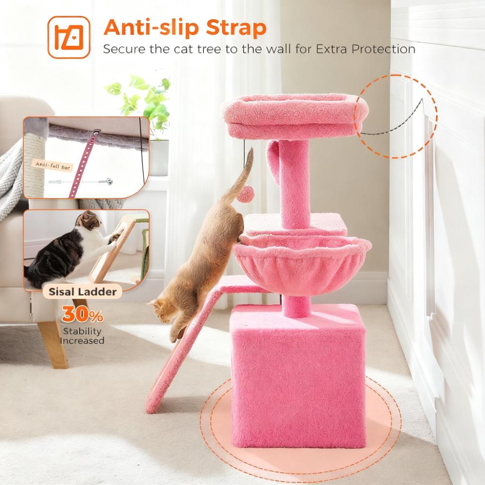 DIY Multi-Level Pink Cat Tree (Sisal Scratching & Cozy Condo)