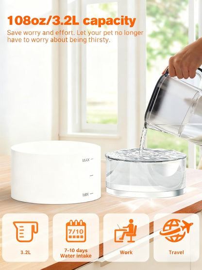 3.2L Pet Water Fountain (Low-Noise, Translucent Tank & Home Decor Design)