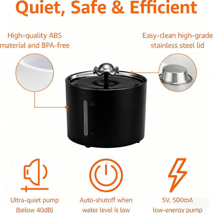 3L Pet Water Fountain (Quiet, Filtered & Auto-Shutoff Design)