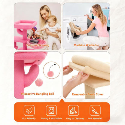 DIY Multi-Level Pink Cat Tree (Sisal Scratching & Cozy Condo)