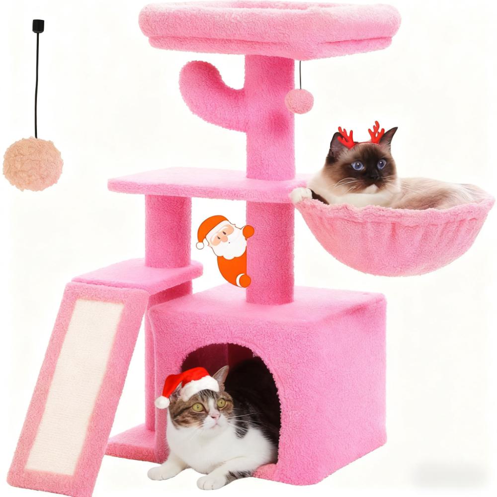 DIY Multi-Level Pink Cat Tree (Sisal Scratching & Cozy Condo)