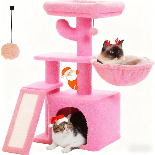 DIY Multi-Level Pink Cat Tree (Sisal Scratching & Cozy Condo)