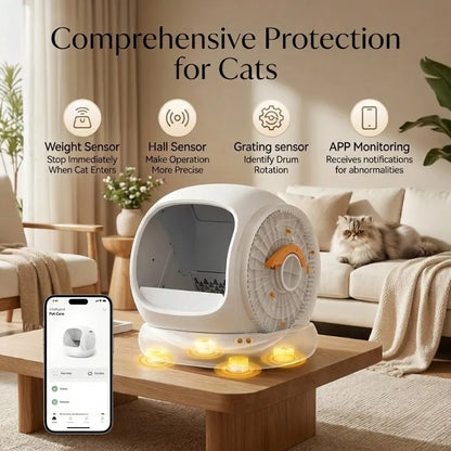 75L Extra-Large Smart Litter Box: 9-Sensor Safety, 35dB Whisper-Quiet & 3 Free Bags of Premium Litter!
