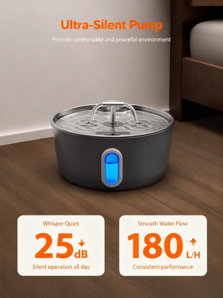3.2L Ultra-Silent Pet Water Fountain with Dual Flow Modes & Multi-Layer Filtration