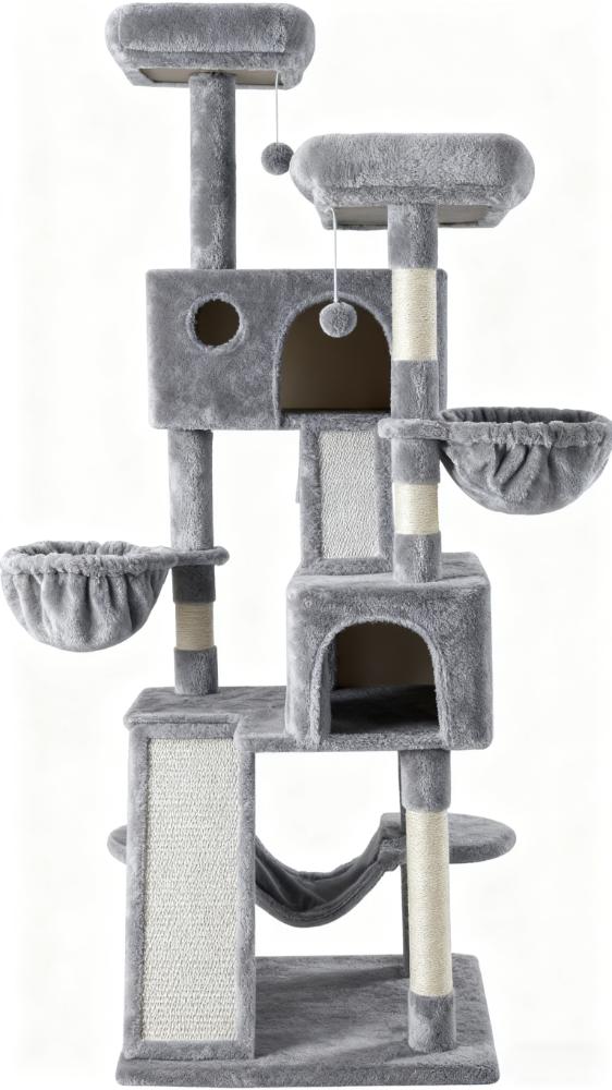 Multi-Function Large Cat Tree (Anti-Wobble, Sisal Scratching & Roomy Perches)