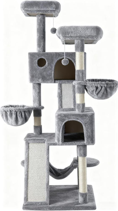 Multi-Function Large Cat Tree (Anti-Wobble, Sisal Scratching & Roomy Perches)