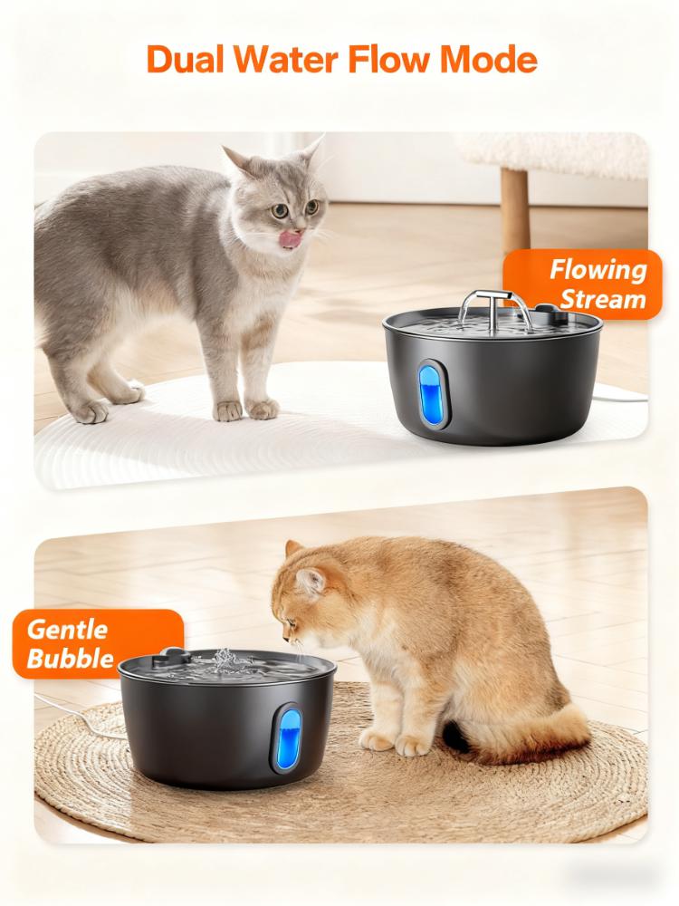 3.2L Ultra-Silent Pet Water Fountain with Dual Flow Modes & Multi-Layer Filtration