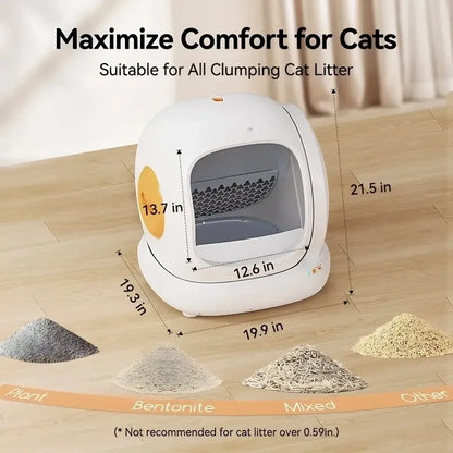 75L Extra-Large Smart Litter Box: 9-Sensor Safety, 35dB Whisper-Quiet & 3 Free Bags of Premium Litter!