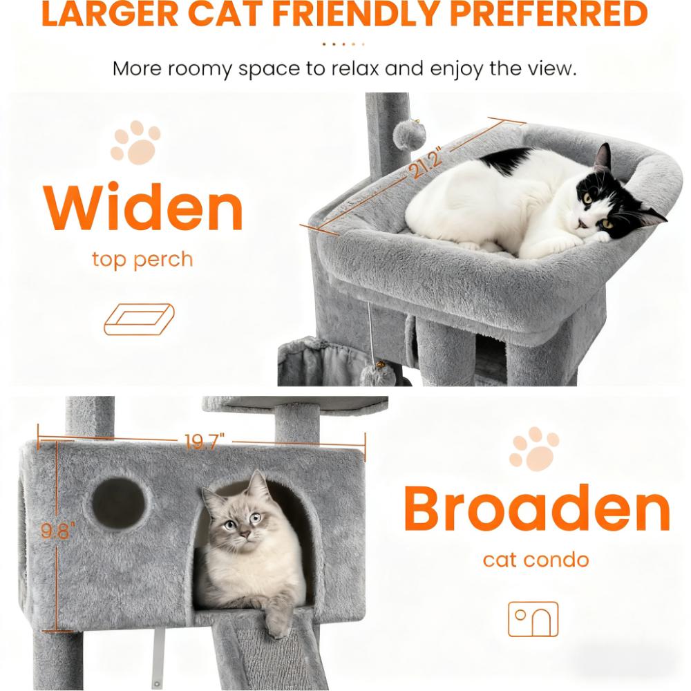 Multi-Function Large Cat Tree (Anti-Wobble, Sisal Scratching & Roomy Perches)