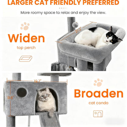 Multi-Function Large Cat Tree (Anti-Wobble, Sisal Scratching & Roomy Perches)