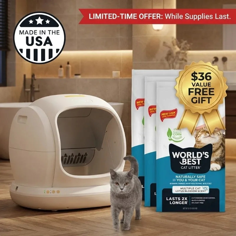 75L Extra-Large Smart Litter Box: 9-Sensor Safety, 35dB Whisper-Quiet & 3 Free Bags of Premium Litter!