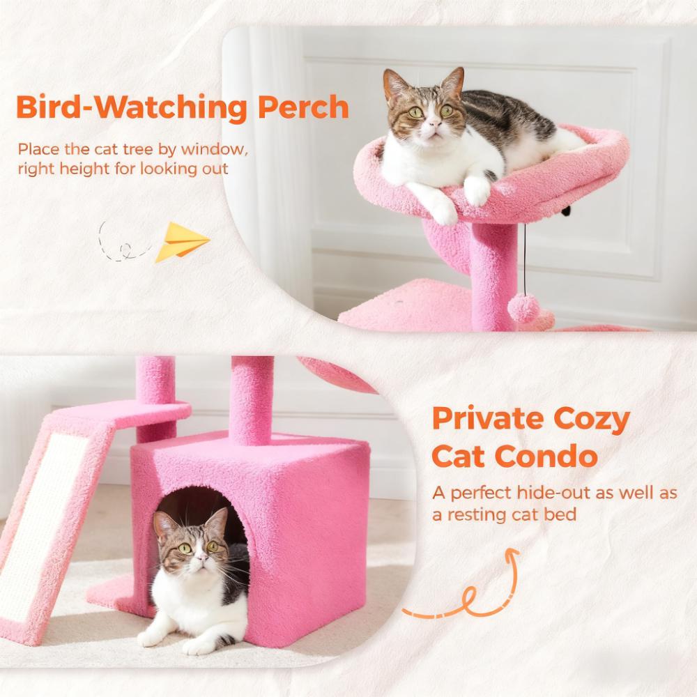DIY Multi-Level Pink Cat Tree (Sisal Scratching & Cozy Condo)