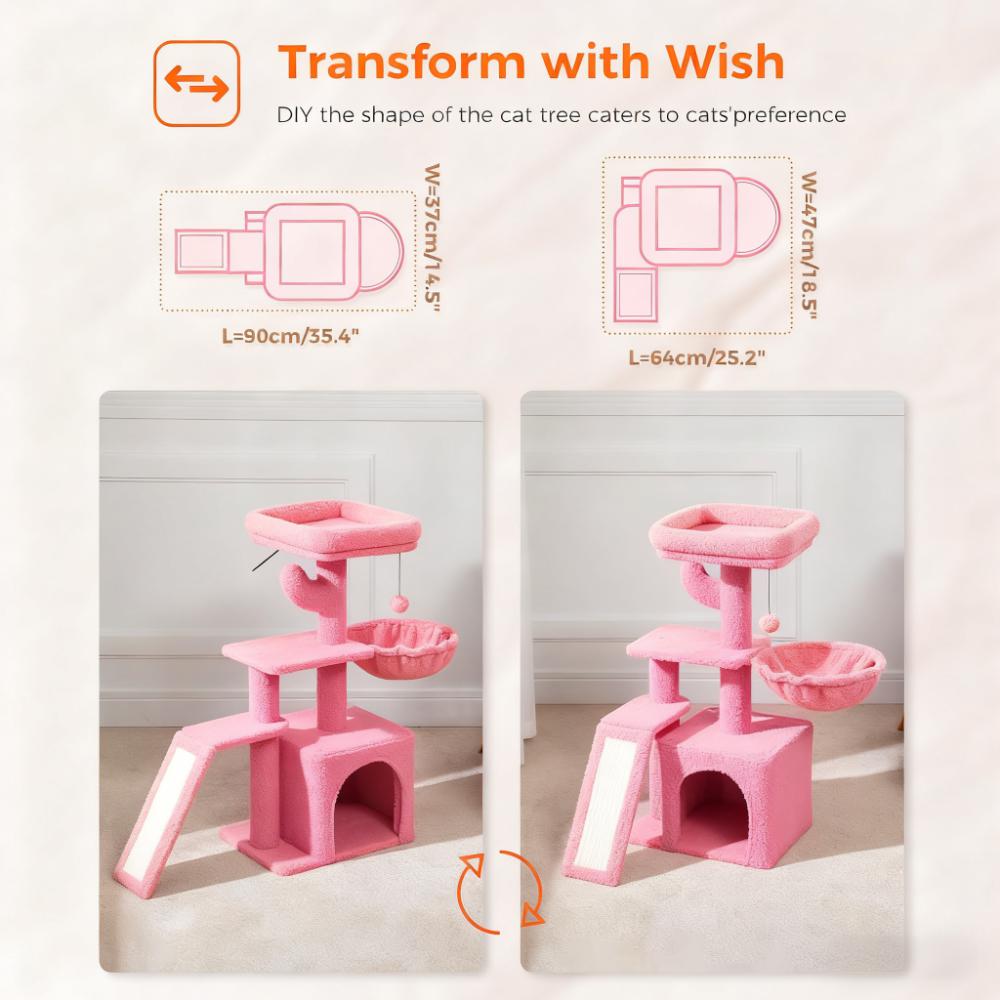 DIY Multi-Level Pink Cat Tree (Sisal Scratching & Cozy Condo)