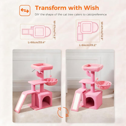 DIY Multi-Level Pink Cat Tree (Sisal Scratching & Cozy Condo)