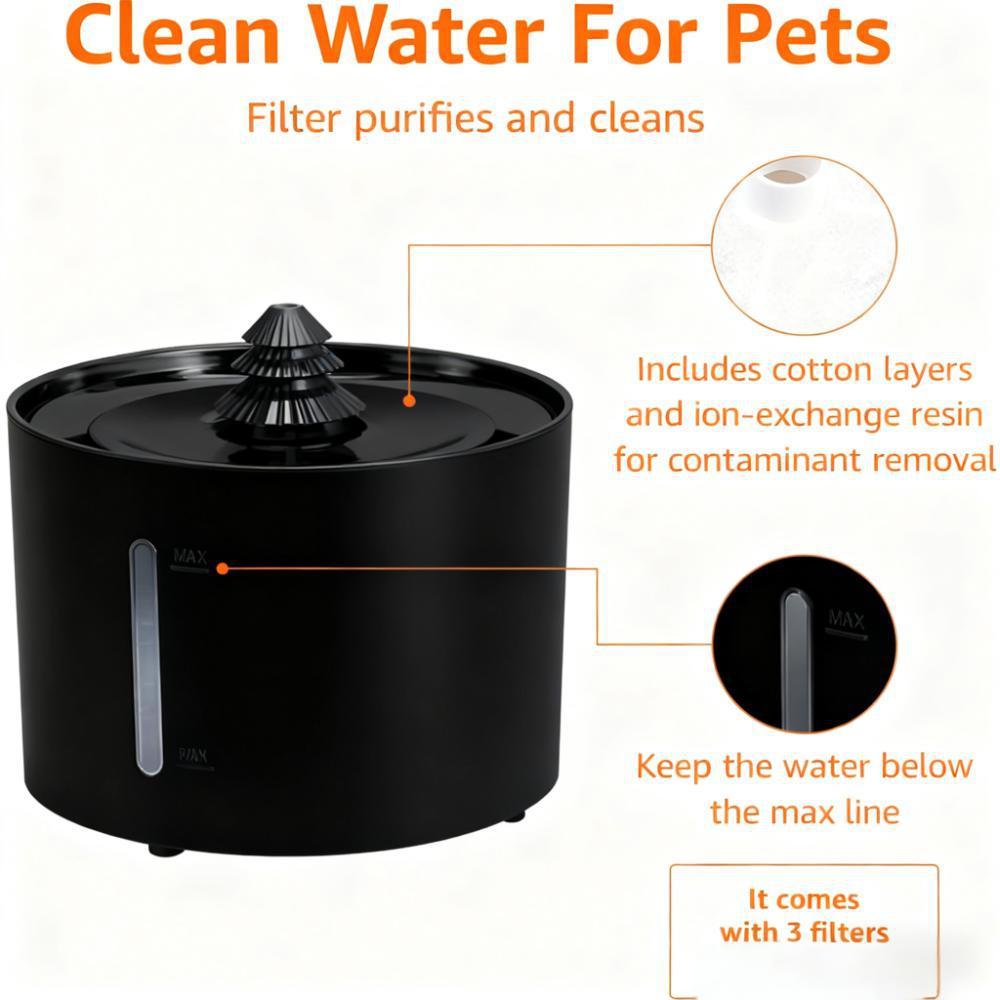 3L Pet Water Fountain (Quiet, Filtered & Auto-Shutoff Design)